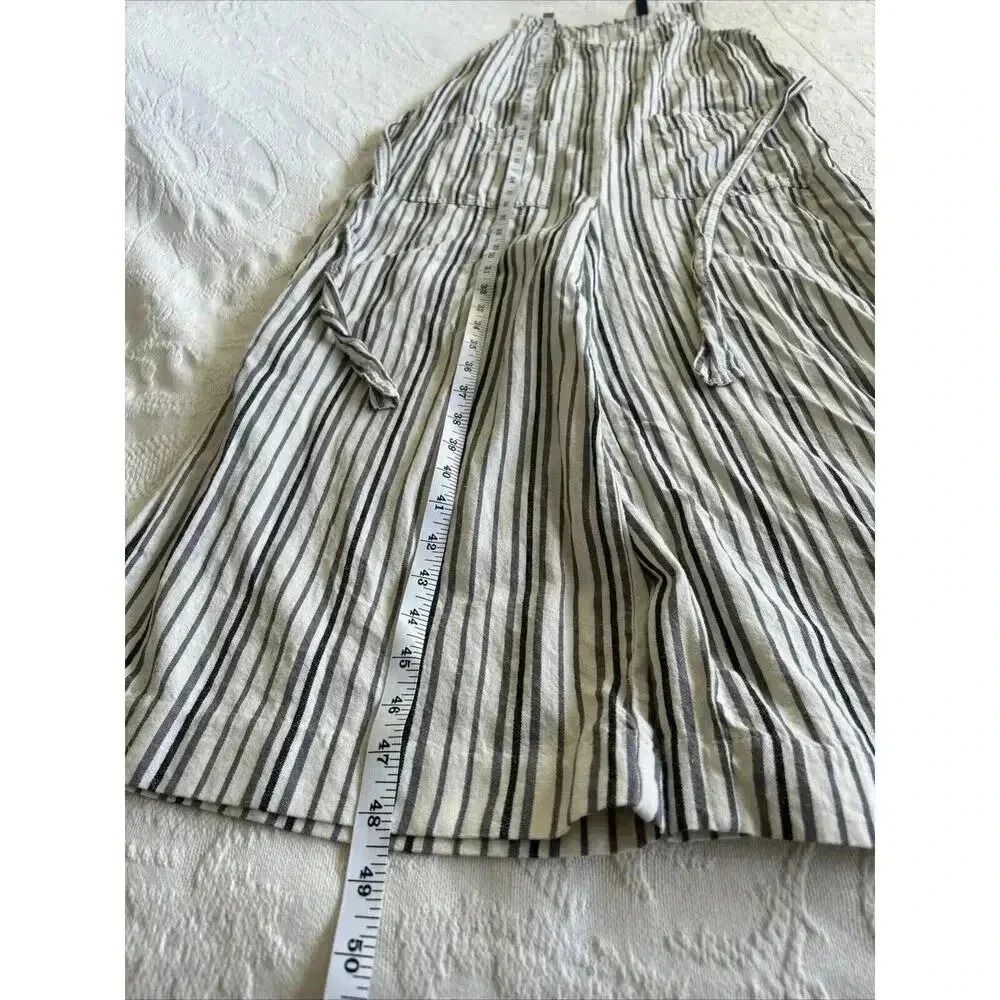 Wide Leg Cotton Jumpsuit Cream & Gray Striped Crop Universal Thread Size XS - Picture 5 of 11